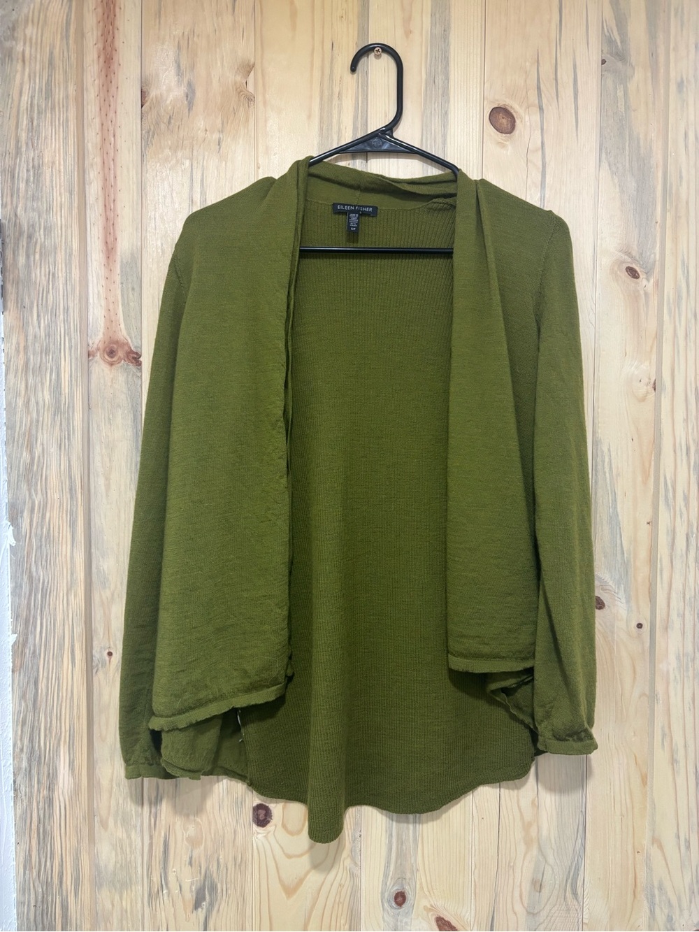Eileen Fisher Olive Green Open-Front Cardigan